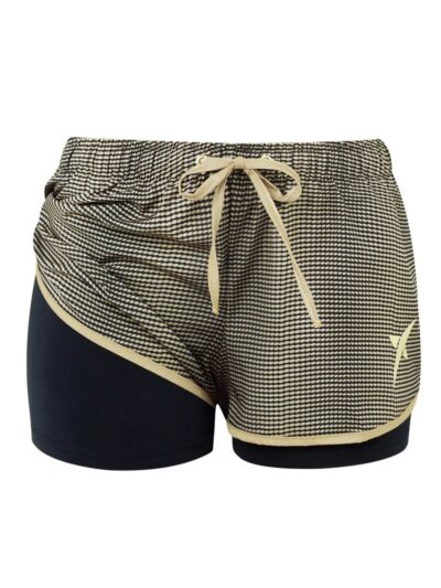 Short Duplo Drop Shot Nicole 1.0 Preto Dourado M Interno