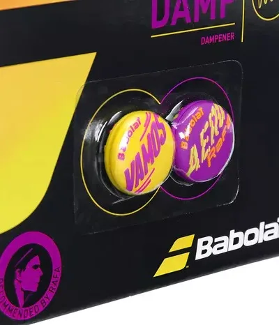 Antivibrador Roxo e Amarelo Babolat Vamos Damp Rafa com 2 unidades - ATPSHOP