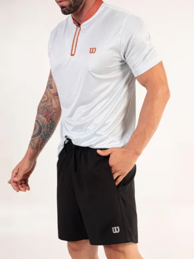 Camiseta Wilson Slam Zip Branca e Marrom - ATPSHOP