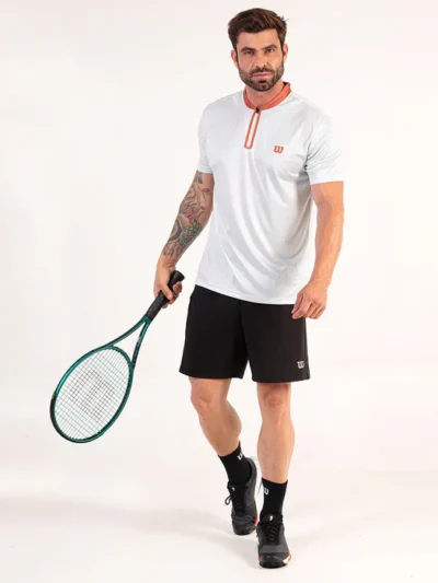 Camiseta Wilson Slam Zip Branca e Marrom - ATPSHOP