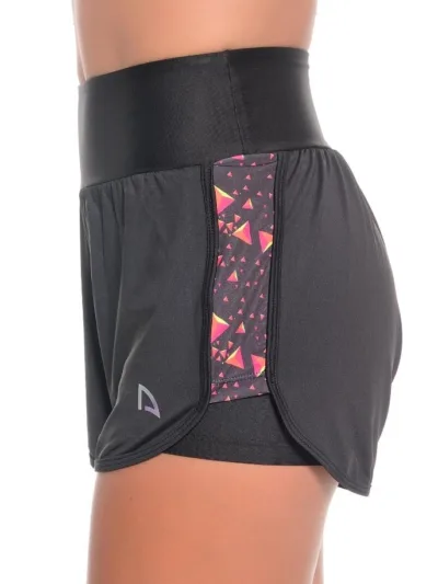 Shorts Duplo Sofia Cimatti Preto/ Estampa Sofia - ATPSHOP