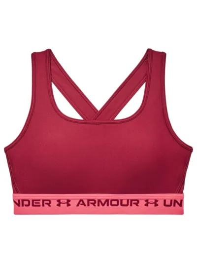 Top de Treino Feminino Under Armour Crossback Mid Bordô e Rosa - ATPSHOP