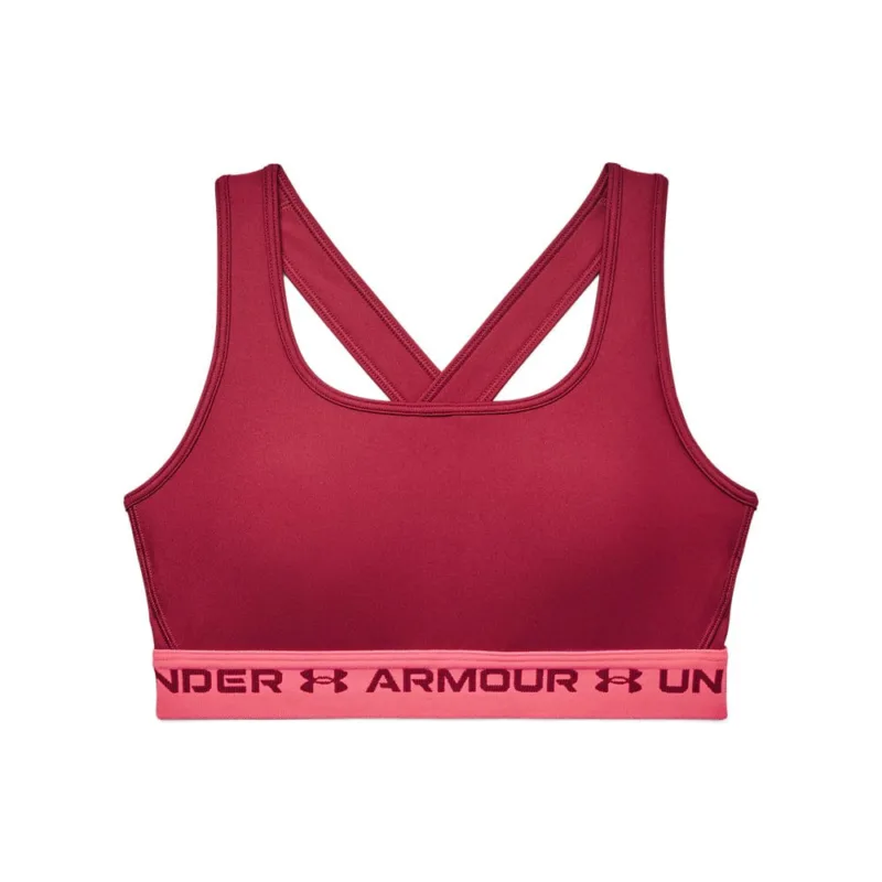 Top de Treino Feminino Under Armour Crossback Mid Bordô e Rosa - ATPSHOP