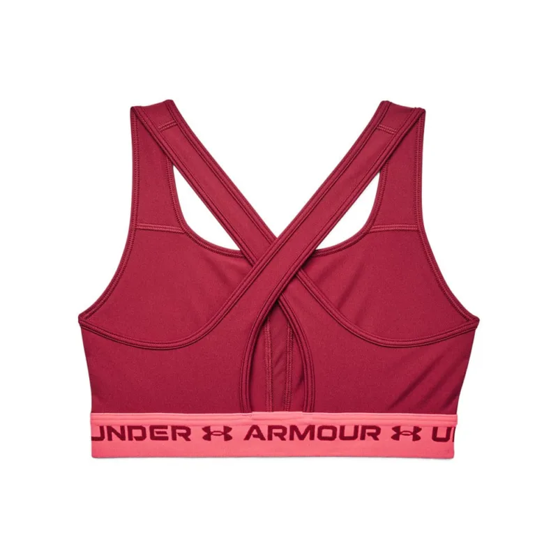 Top de Treino Feminino Under Armour Crossback Mid Bordô e Rosa - ATPSHOP