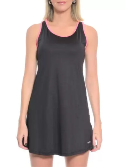 Vestido Shark Viés Contrastante Preto e Pink - ATPSHOP