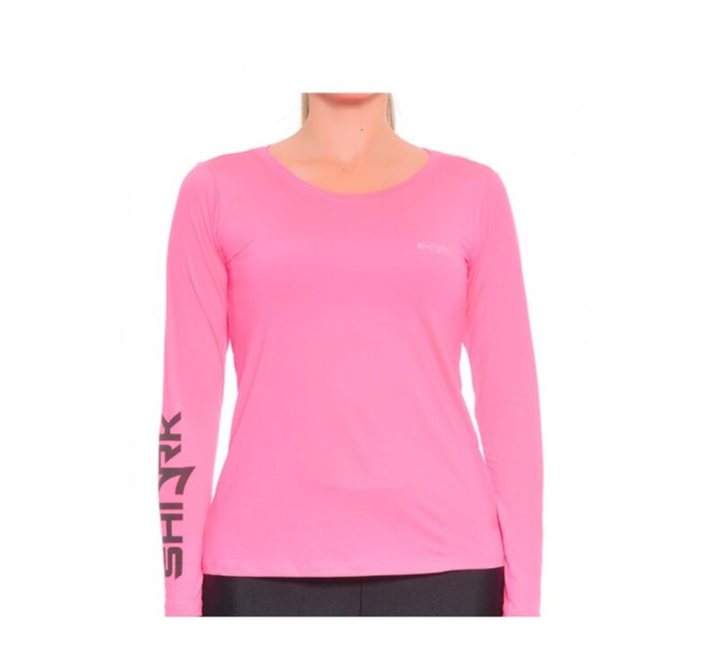 Camiseta Manga Longa U.V Feminina Shark Rosa Fluorescente - ATPSHOP
