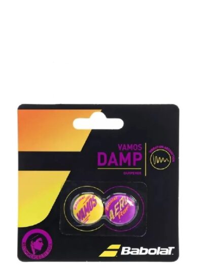 Antivibrador Roxo e Amarelo Babolat Vamos Damp Rafa com 2 unidades - ATPSHOP