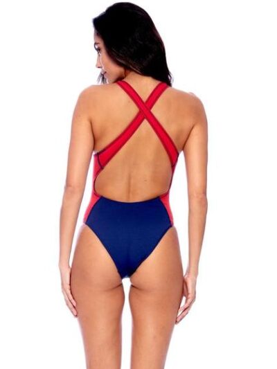 Maiô Speedo Cross Slim com Recorte - Azul Marinho e Vermelho - ATPSHOP