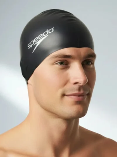 Touca de Natação Speedo Lisa Preta - ATPSHOP