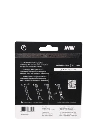 Overgrip INNI DryPro Preto - Pack com 3 Unidades - ATPSHOP