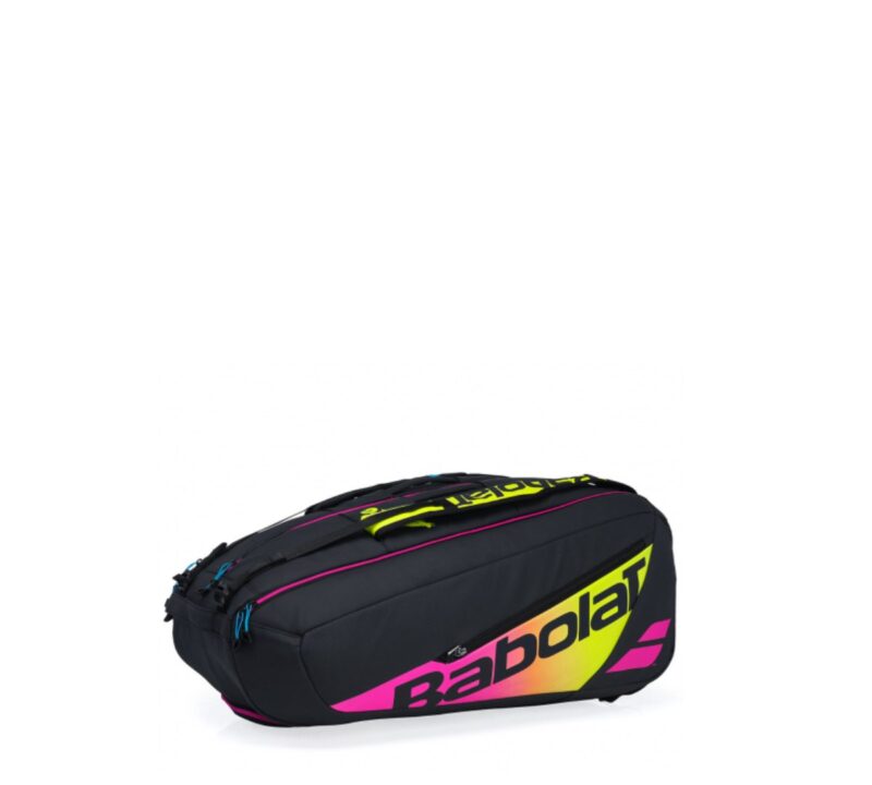 Raqueteira Babolat Pure Aero Rafa X12 Preta, Amarela e Rosa - ATPSHOP