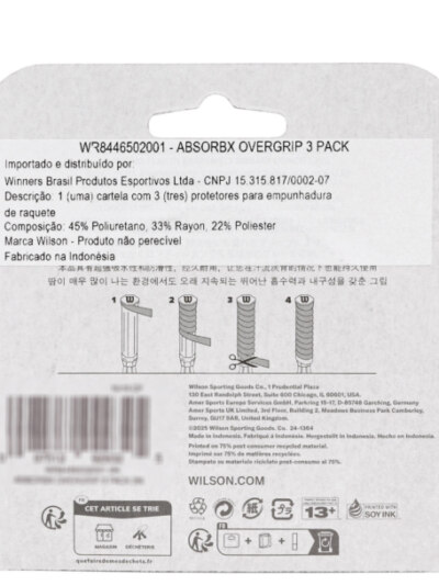 Overgrip Wilson Absorbx Preto Com 03 Unidades - ATPSHOP