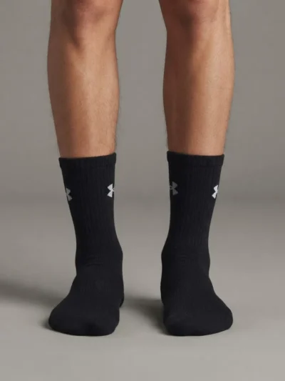Meias Under Armour Core Cotton Preta Cano Alto - ATPSHOP