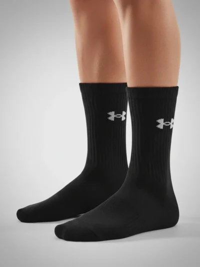 Meias Under Armour Core Cotton Preta Cano Alto - ATPSHOP