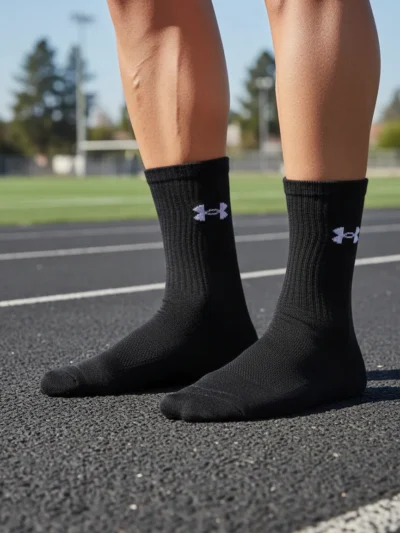 Meias Under Armour Core Cotton Preta Cano Alto - ATPSHOP
